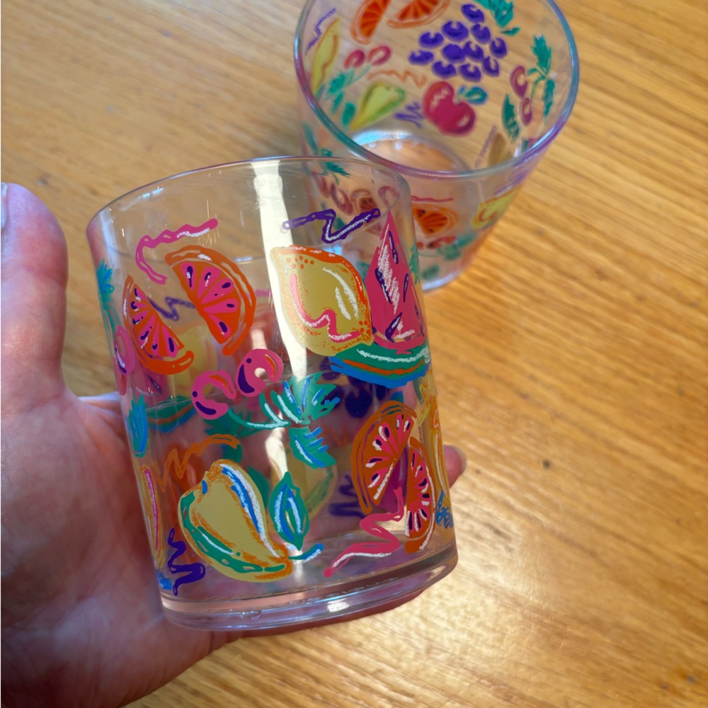 Vintage Leahy Designs Set of 2 Colourful 90s Patio Cups